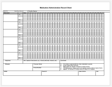 Free Printable Medication Administration Record Sheet