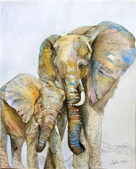 Elephant 8x10 Original Watercolor Elephant Baby Nursery