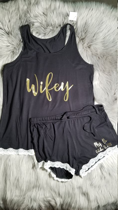 Personalized Wifey Comfy Pajama Set Personal Mrs With Etsy Uk