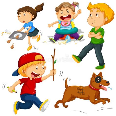 Kids In Different Actions Stock Illustration Illustration Of Young