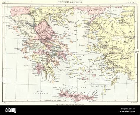 Greece Greece Ancient Britannica 9th Edition 1898 Antique Map