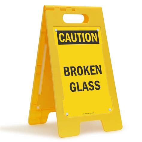 caution broken glass sign