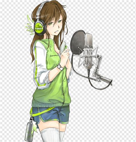 Anime Microphone Singing Drawing Manga A Fishing Girl Singer Black