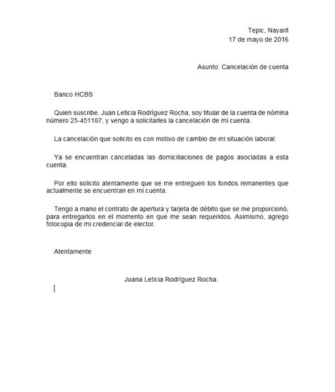 Carta De Cancelación De Cuenta Bancaria 【 Ejemplos Y Formatos 】word Pdf