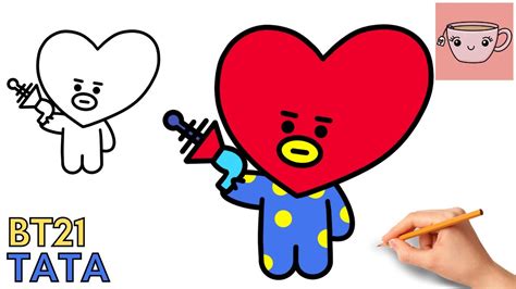 How To Draw Bt21 Tata Bts V Cute Kawaii Easy Step By Step Drawing
