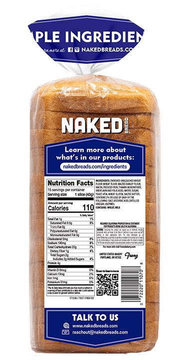 White Bread Nutrition Label