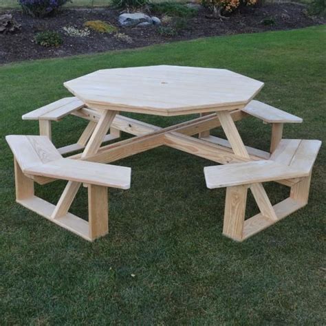 Pressure Treated Pine 54” Octagon Walk In Table Wooden Picnic Tables Diy Picnic Table Picnic