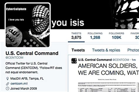 Us Central Command Twitter Hacked As Isis Launch Cyber War On West Mirror Online