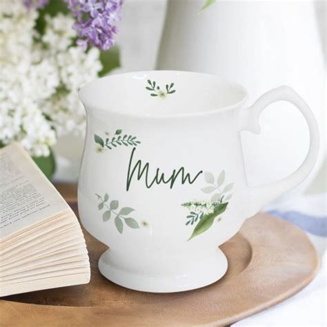 Personalized Floral Mug Or Cup Saucer Bone China Solo Or Etsy In
