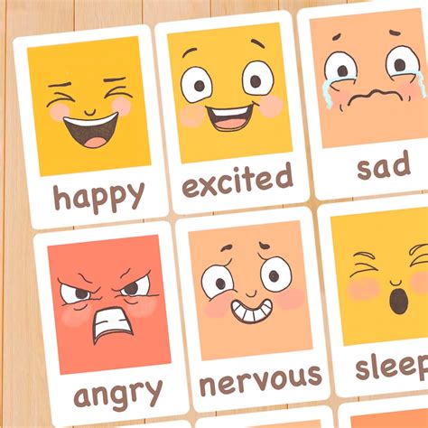 Emotions Flash Cards Montessori Printable Preschool Etsy