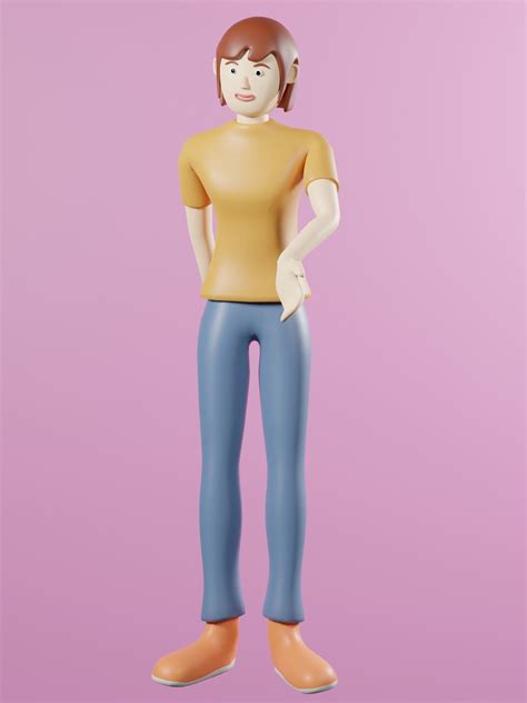 3d Model Cartoon Character Young Woman Rigged Vr Ar Low Poly Cgtrader