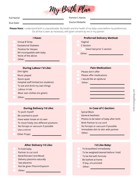 Simple Birth Plan Template All You Need To Know Millenniology