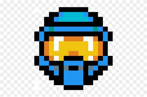 Halo Spartan Mask Blue Master Chief Helmet Pixel Art Clipart