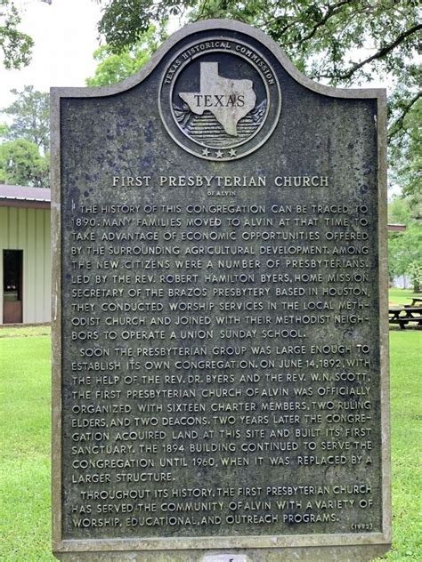 First Presbyterian Church Of Alvin Historical Marker