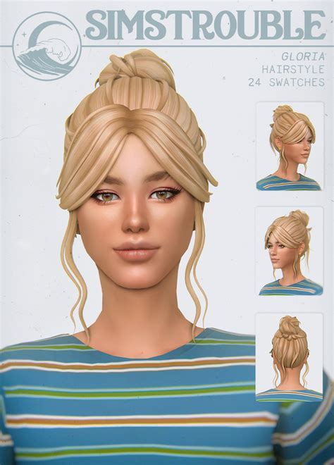 Gloria By Simstrouble Simstrouble On Patreon Sims Hair Sims 4