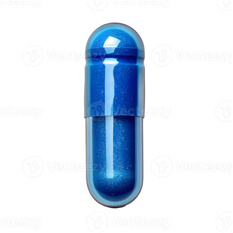 AI generated blue capsule pill isolated on transparent background