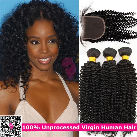 Kinky Curly Virgin Indian Remy Hair Bundles With Lace Closures Indi