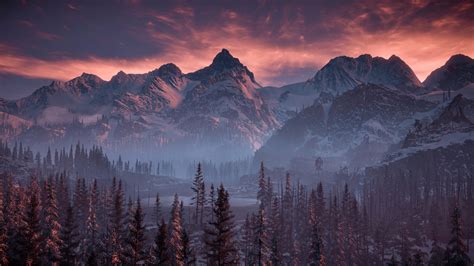 Wallpaper Horizon Zero Dawn Snow Mountains Video Games Landscape