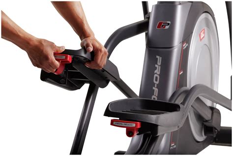 With the help of a second person, carefully tip the treadmill onto its right side. ProForm 70 Elliptical Trainer Reviews