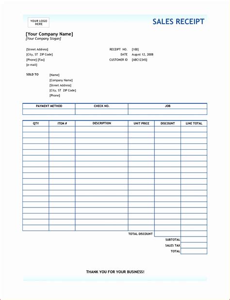 Receipt Template For Excel Pergeeks