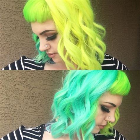 Neon Green Half Dyed Hair Color Hair Color Crazy Two