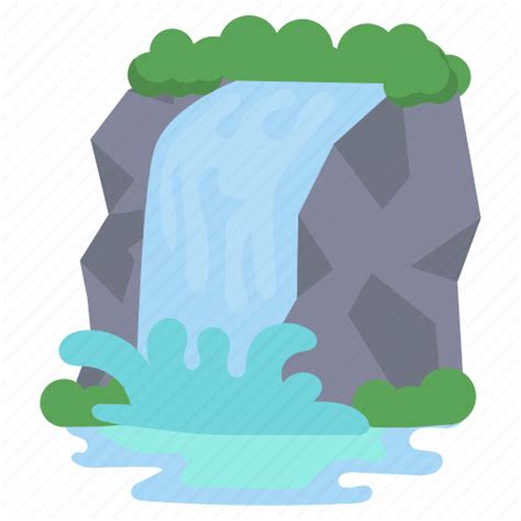 Waterfall River Water Outdoors Landscape Nature Emoji Icon