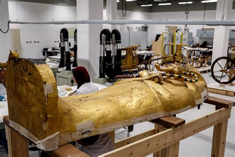 xterraspace egypt begins restoration of tutankhamun s golden outer coffin