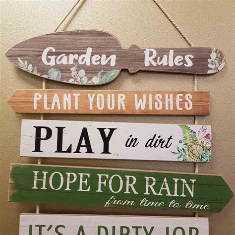 Garden Rules Hanging Sign Approx 58x35cm Inspire Me Online