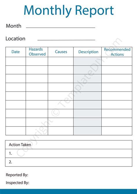 Monthly Report Template Blank Printable Pdf Word Excel