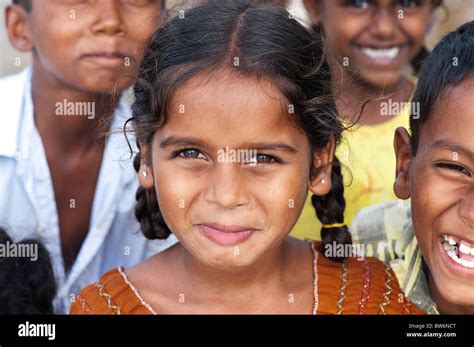 Smiling Happy Indian Village Girl Andhra Pradesh India Selective
