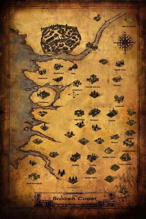 Map Of Baldur S Gate Southern Sword Coast Faerun Faer N Map Hot Sex