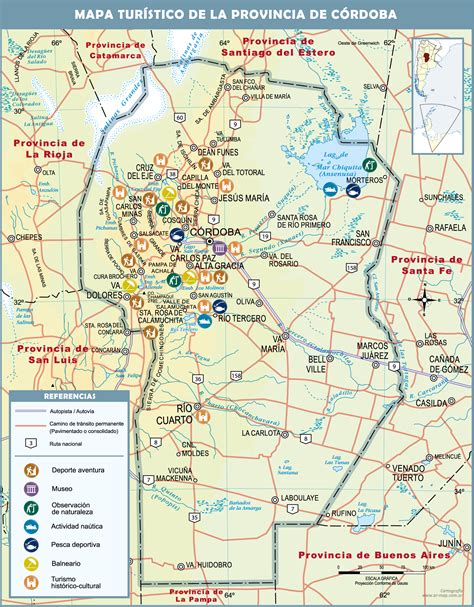 Mapa Turístico De La Provincia De Córdoba Argentina Ex