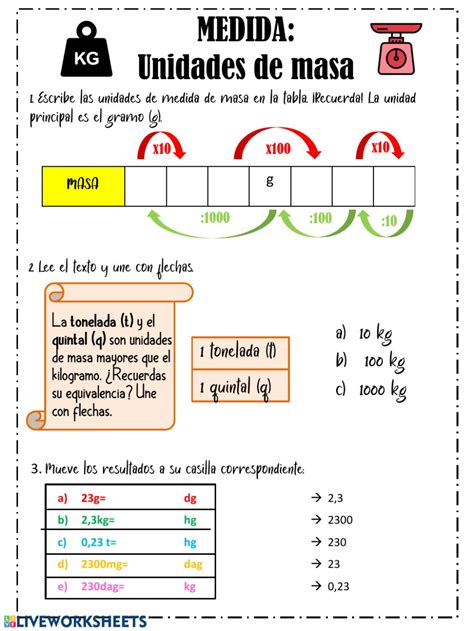 Unidades De Medida Masa Ficha Interactiva