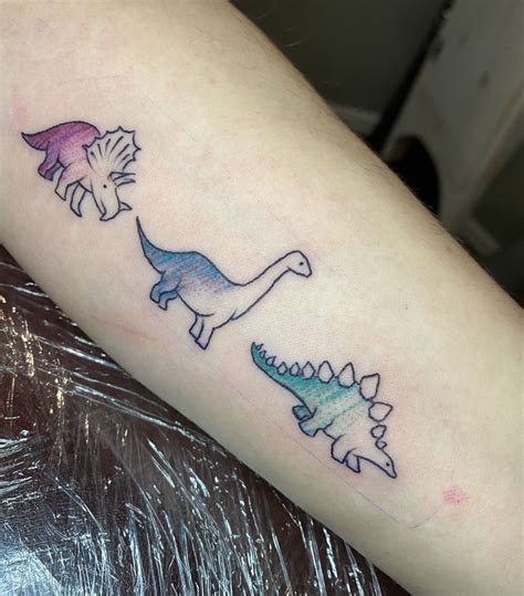 Three Dinosaur Tattoo Color Tattoo Dinosaur Tattoo Dinosaurtattoos In Dinosaur Tattoos