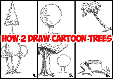 Guide To Drawing Cartoon Trees With Basic Geometric Shapes Step By
