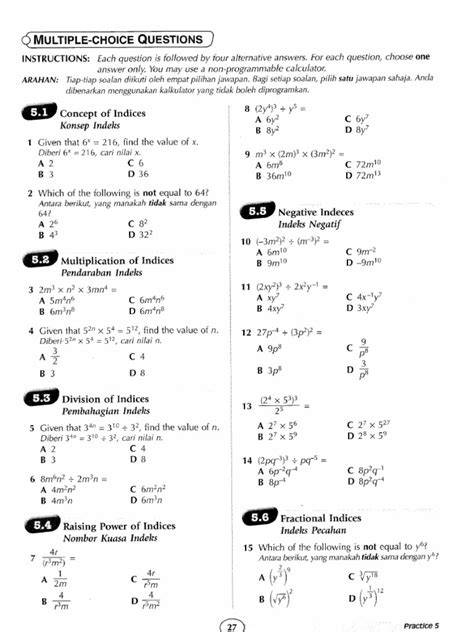 Form 3 Maths Chapter 3 Indices