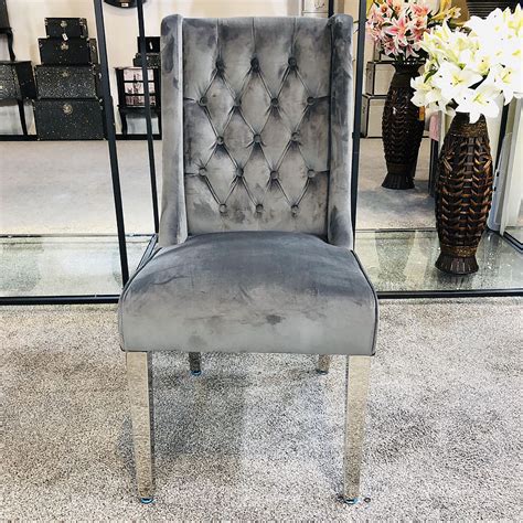 Most of us are buying chairs separately in better contrast in order to have something which. Felicity Grey Velvet Dining Chair With Chrome Legs And ...