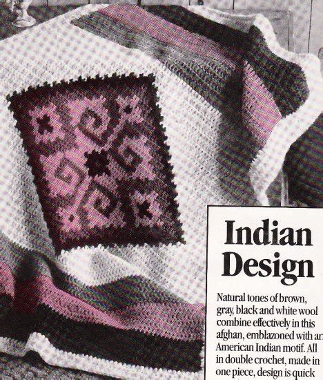 Mccalls Indian Design Aztec Afghan Aran Knitcrochet Pattern