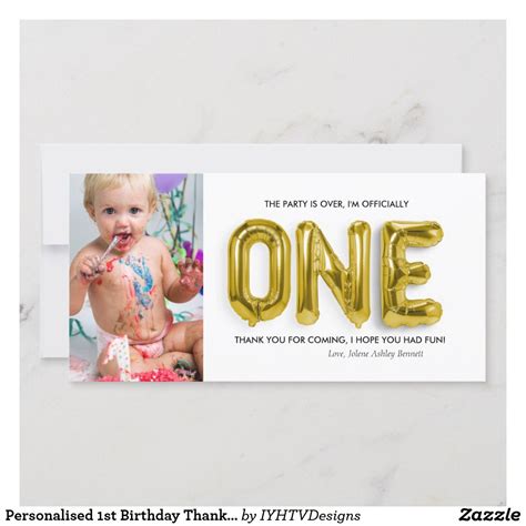 1st birthday thank you cards. Personalised 1st Birthday Thank You Card | Zazzle.com ...