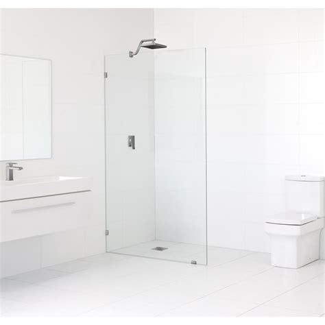 glass warehouse 43 in x 78 in frameless shower door single fixed panel in brushed nickle gw