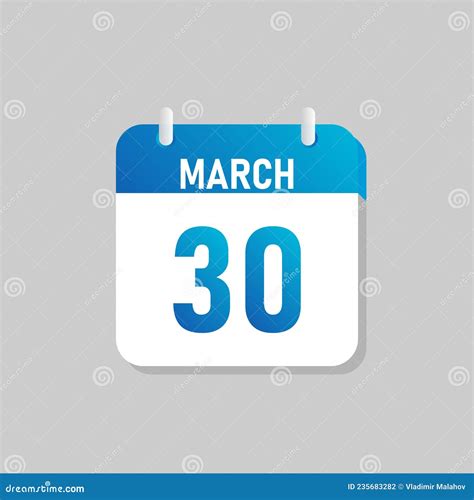 White Daily Calendar Icon March In A Flat Design Style Stock Vector
