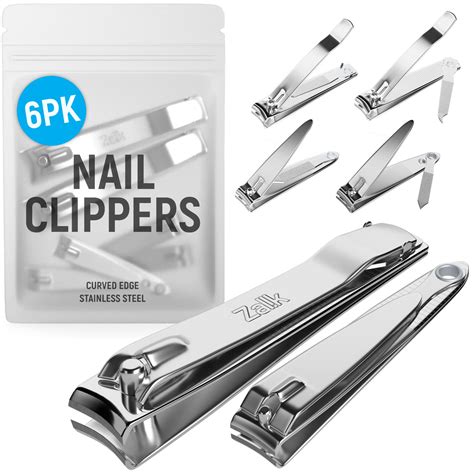 6 Pack Nail Clippers Set Stainless Steel Fingernail And Toenail