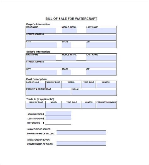 Boat Bill Of Sale 10 Free Word Excel Pdf Format Download