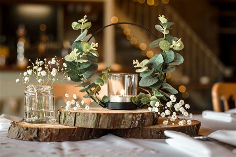 Rustic Foliage Candle Centrepieces Decorations Barn Wedding Flowers