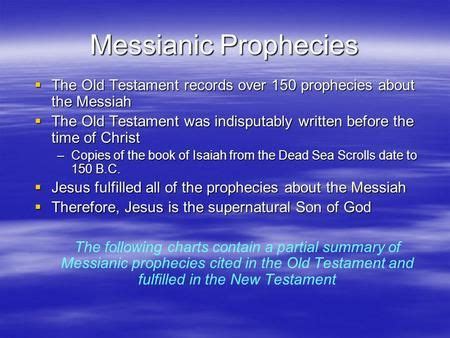 Messianic Prophecies The Old Testament Records Over 150 Prophecies
