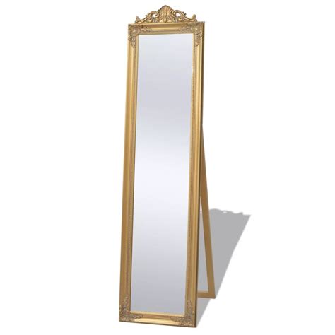 Floor mirror leaner mirror standing mirror. vidaXL Free-Standing Mirror Baroque Style 160x40 cm Gold | vidaXL.co.uk
