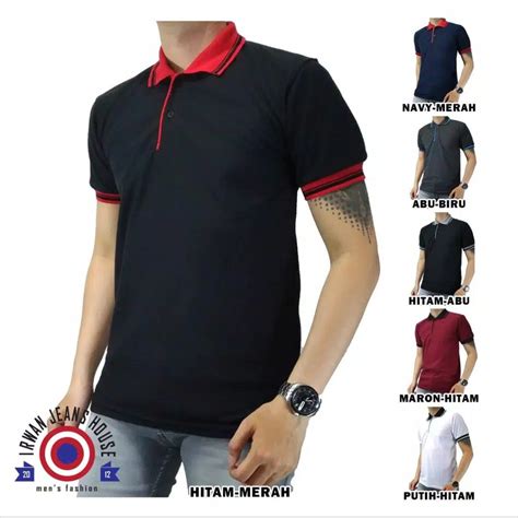 Jual Kaos Polo Shirt Pria Kaos Polos Kerah Pria Kaos Berkerah Kasual Kombinasi Cowok Baju
