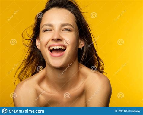 Emotion Face Happy Joy Thrilled Girl Beaming Smile Stock Photo Image