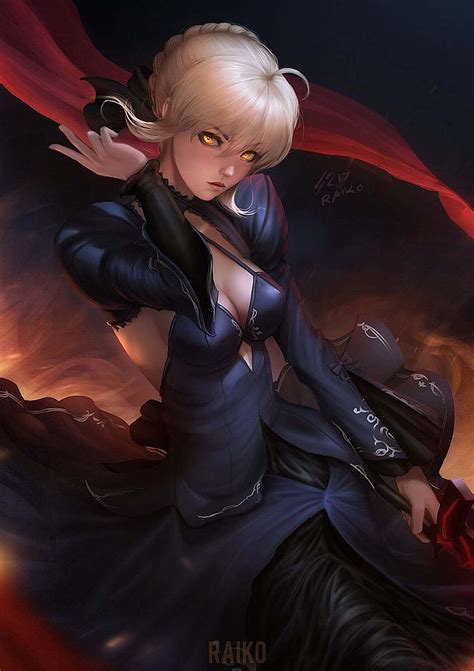 Anime Girl Saber Alter Fategrand Order Character Artist Raikoart