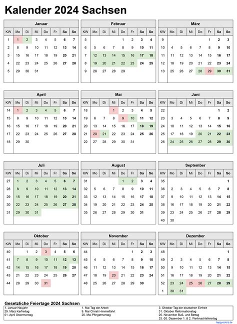 Kalender 2024 Inkl Ferien Für Sachsen Feiertage Pdf Xls Und Png